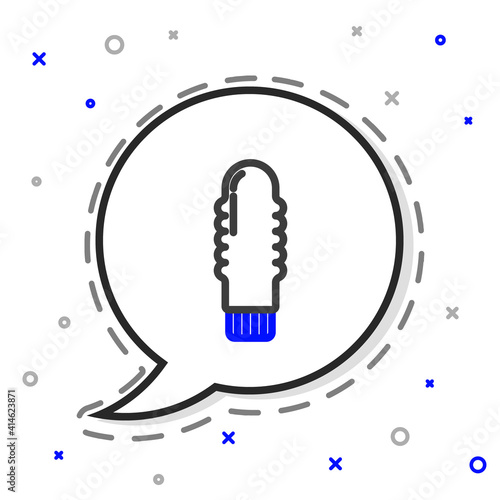 Line Dildo vibrator for sex games icon isolated on white background. Sex toy for adult. Vaginal exercise machines for intimate. Colorful outline concept. Vector Illustration.