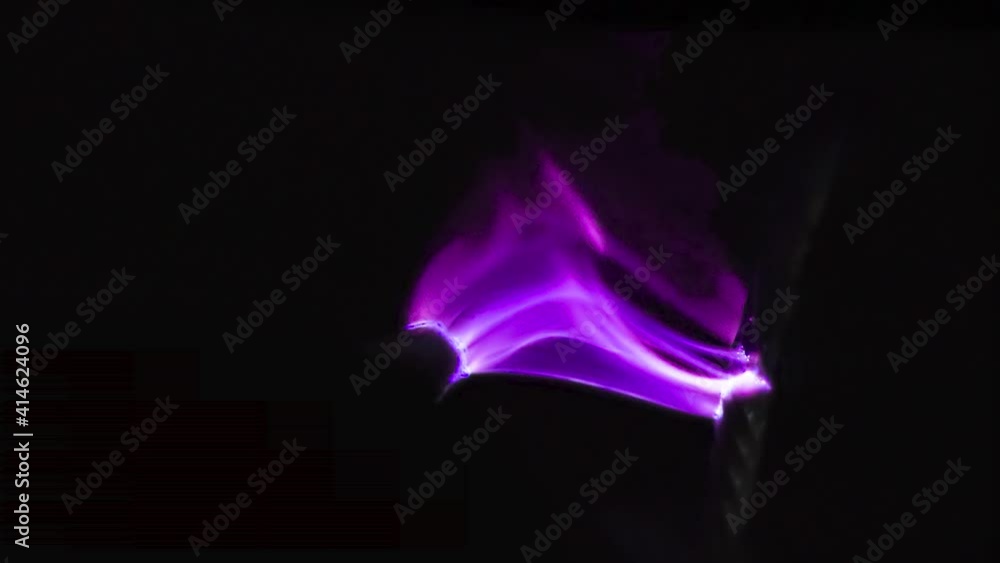 High Voltage Plasma Arc. A bright purple arc created in the