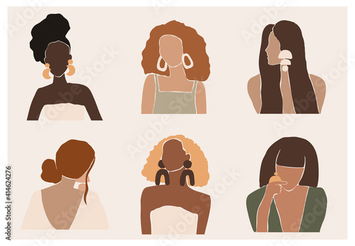 Female shape, silhouette on retro tropical background.