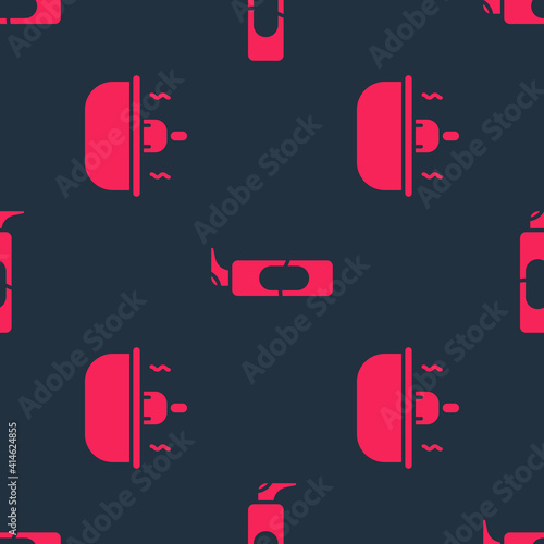 Set Bathtub and Spray can for hairspray on seamless pattern. Vector.