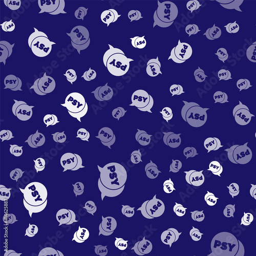 White Psychology icon isolated seamless pattern on blue background. Psi symbol. Mental health concept, psychoanalysis analysis and psychotherapy. Vector.
