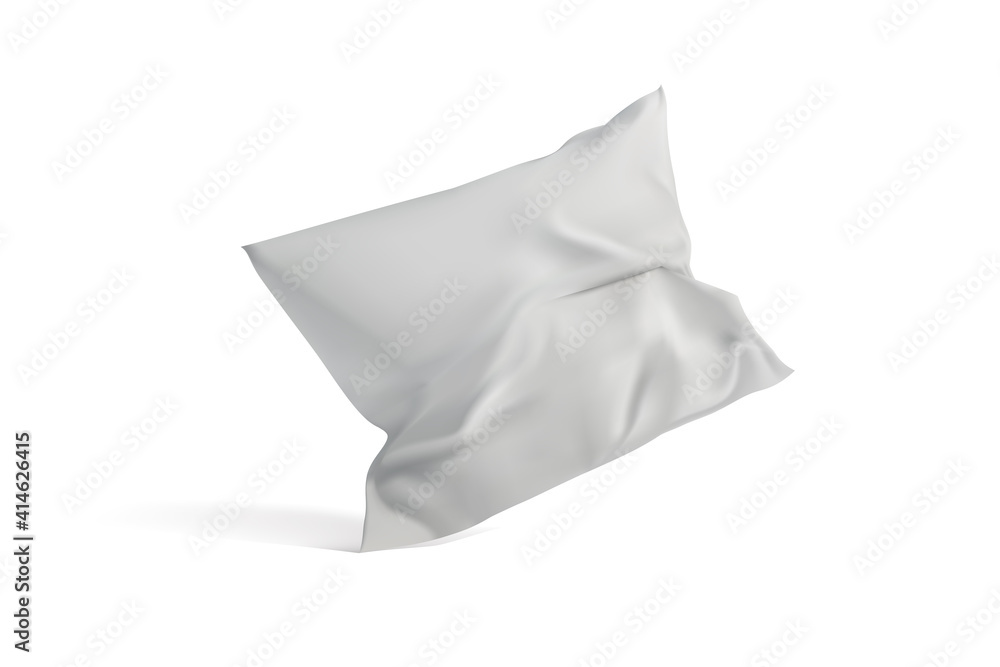 Comfortable cushion made of smooth white fabric in an upright position. Vector illustration