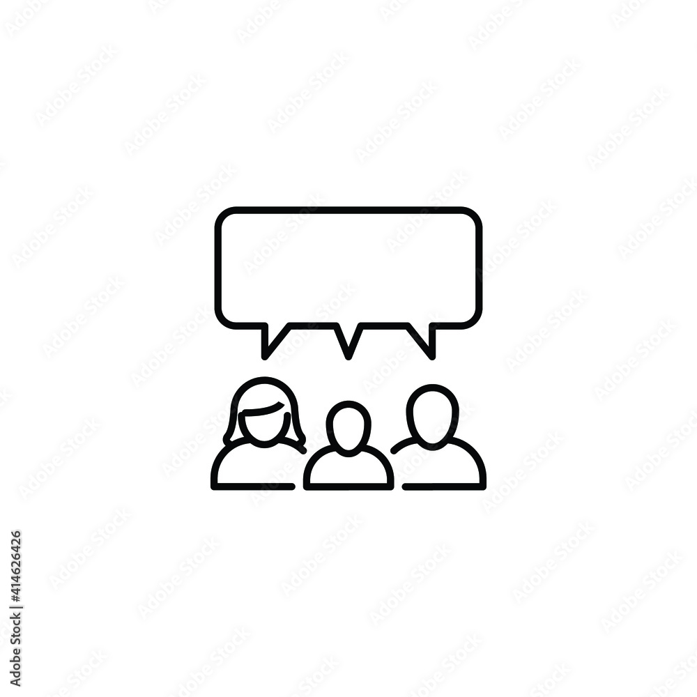 Family talk line icon. Testimonials and customer relationship management concept. Simple outline style. Vector illustration isolated on white background. EPS 10. Family talk line icon. Testimonials and customer relationship management concept. Simple outline style. Vector illustration isolated on white background. EPS 10.