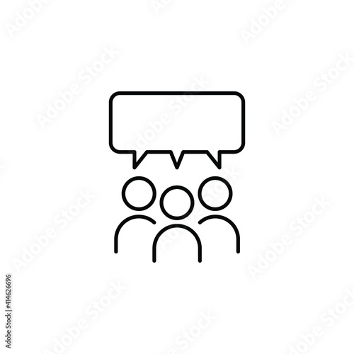Forum discussion line icon. Testimonials and customer relationship management concept. Simple outline style. Vector illustration isolated on white background. EPS 10.
