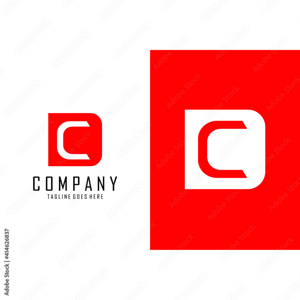 letter C logo in red and white color box letter C logo in red and white color box