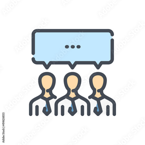 General discussion and Brainstorming color line icon. Team conversation vector outline colorful sign.