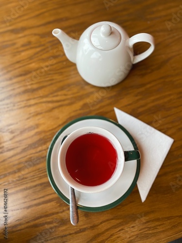 cup of tea in a cafeteria 