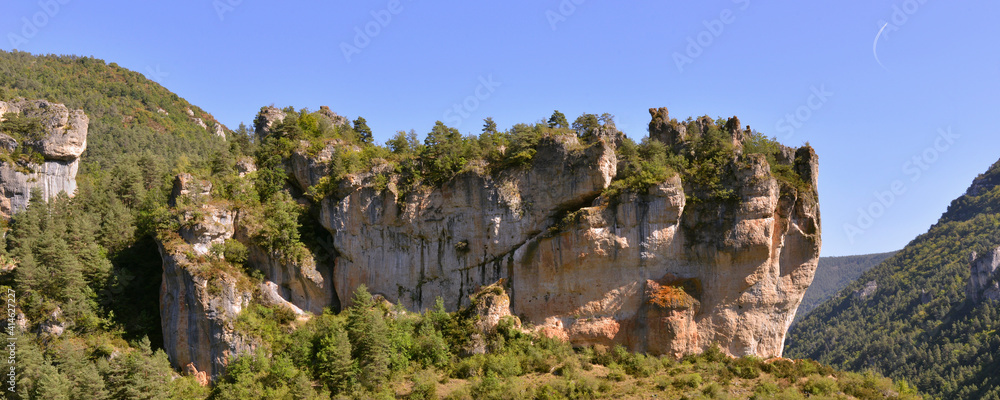 Fototapeta premium Panoramique architecture naturelle dans les gorges du Tarn, département de l'Aveyron en région Occitanie, France