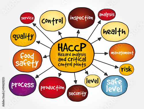 HACCP - Hazard analysis and critical control points mind map, health concept for presentations and reports