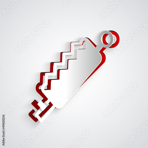 Paper cut Trap hunting icon isolated on grey background. Paper art style. Vector.
