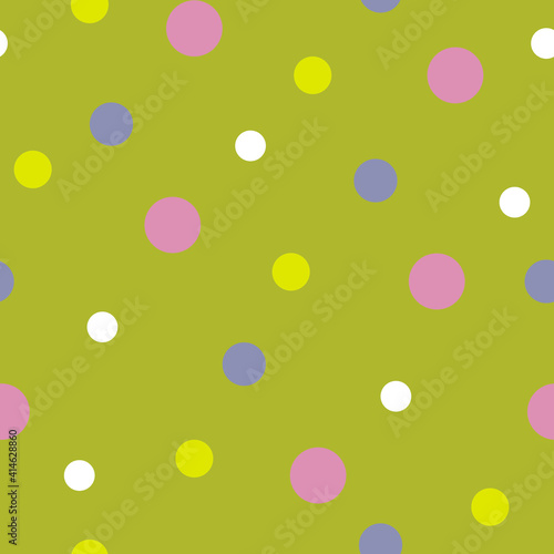 spring and summer seamless pattern,multicolor polka dot fabric, wallpaper, vector.