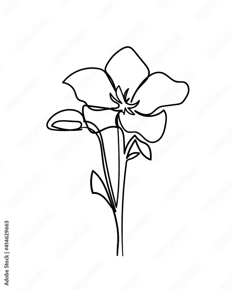 Flower icon. Continuous one line drawing. - Vector illustration Flower icon. Continuous one line drawing. - Vector illustration