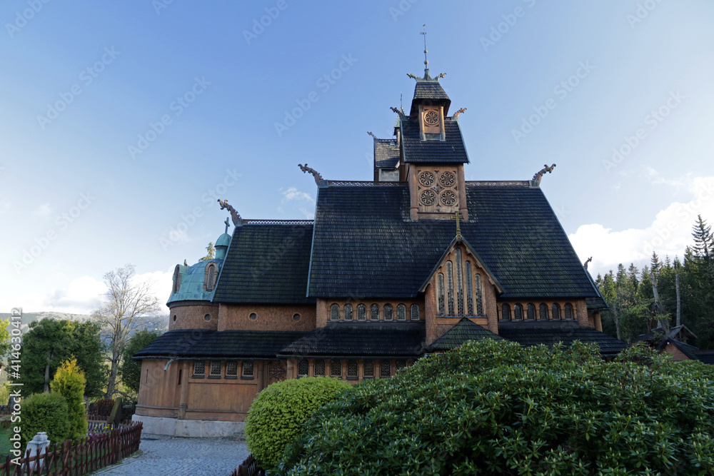 Vang Stave Church in Karpacz in the Karkonosze mountains of Poland Vang Stave Church in Karpacz in the Karkonosze mountains of Poland