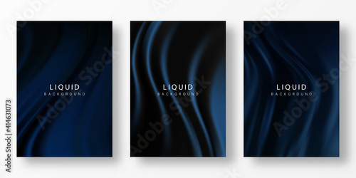 Blue wavy background color splash on black background, elegant design