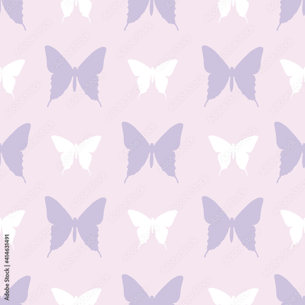 Cute seamless repeat pattern with butterflies