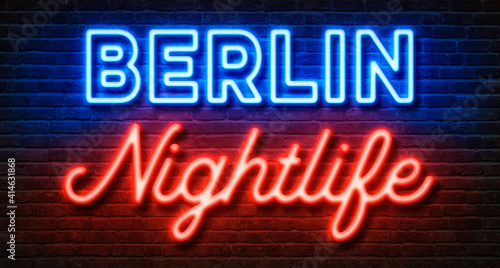 Canvas Print Neon sign on a brick wall - Berlin Nightlife