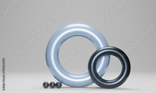 blue metallic torus on white background, 3d render
