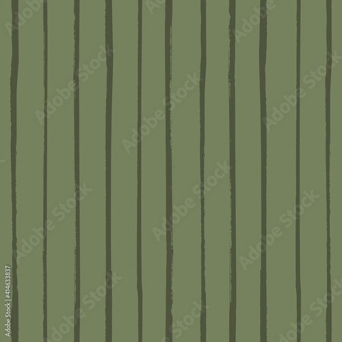 Painterly sage green stripe vector seamless pattern background. Single line brush stroke style striped monochrome brown backdrop. Linear geometric vertical design. All over print for wellness