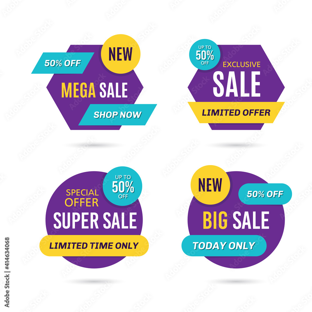 Set of sale banners isolated on white background