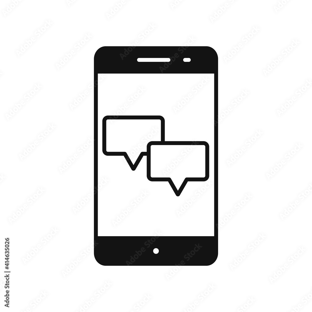 Mobile chatting and social media messaging. Text bubbles on display screen Mobile chatting and social media messaging. Text bubbles on display screen