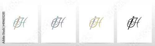 Thread And Needle Formed Letter Logo Design H