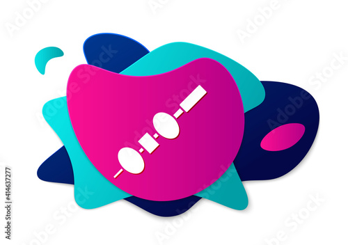 Color Olive and cheese on chopstick icon isolated on white background. Canape, tapas with cheese and olive. Abstract banner with liquid shapes. Vector.
