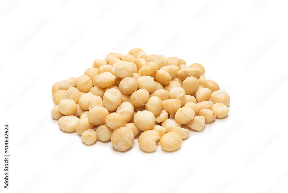 Macadamia nuts isolated on white background. Macadamia nuts isolated on white background.