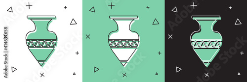 Set Ancient amphorae icon isolated on white and green, black background. Vector.
