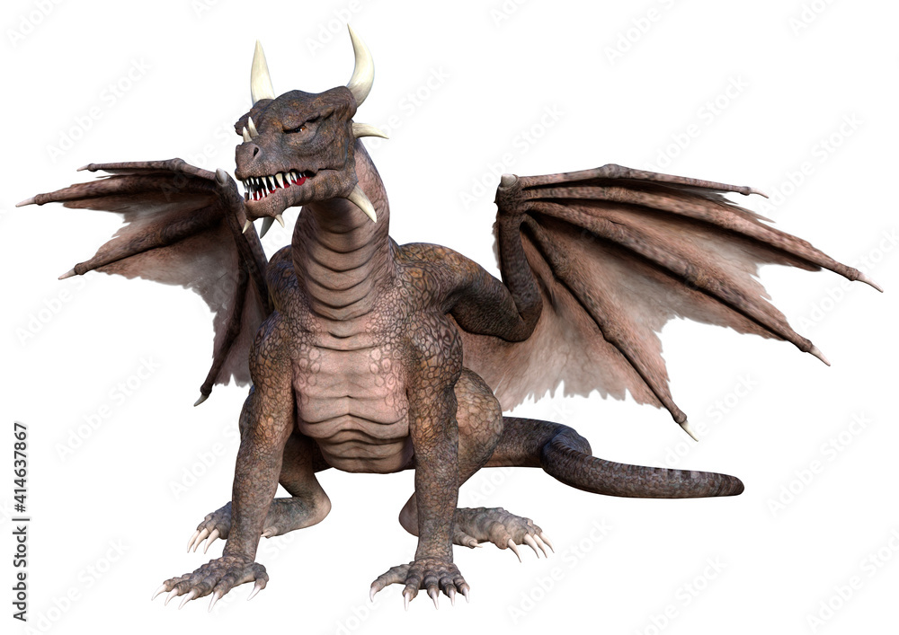 3D Rendering Fairy Tale Dragon on White 3D Rendering Fairy Tale Dragon on White