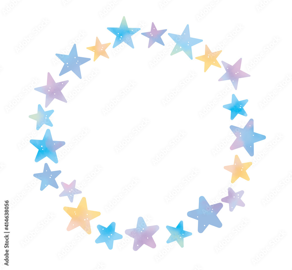 グラデーションのきれいな水彩タッチの星のイラスト