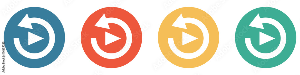 Bunter Banner mit 4 Buttons: Zeitversetz streamen und Video ansehen Bunter Banner mit 4 Buttons: Zeitversetz streamen und Video ansehen