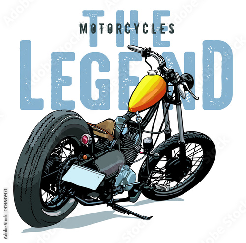 Leinwand Poster CHOPPER MOTORCYCLES IMAGE FOR T SHIRT ILLUSTRATION VECTOR