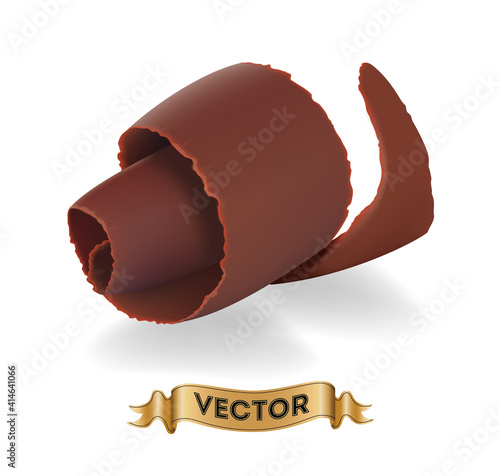 Chocolate shavings on white background, realistic vector illustration