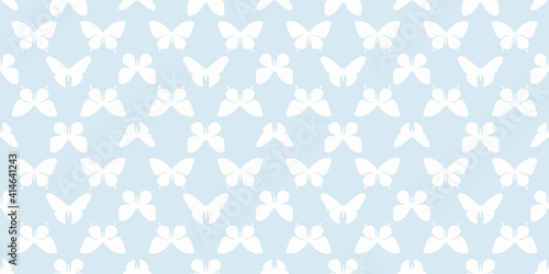 Pastel blue butterfly silhouette seamless pattern background