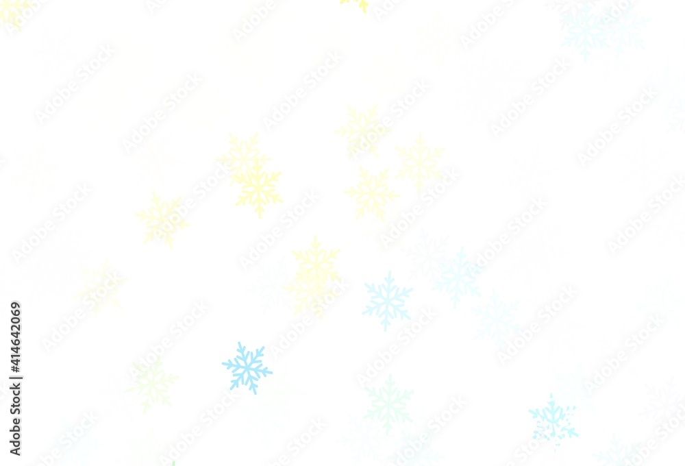 Fototapeta premium Light Blue, Yellow vector template with ice snowflakes, stars.