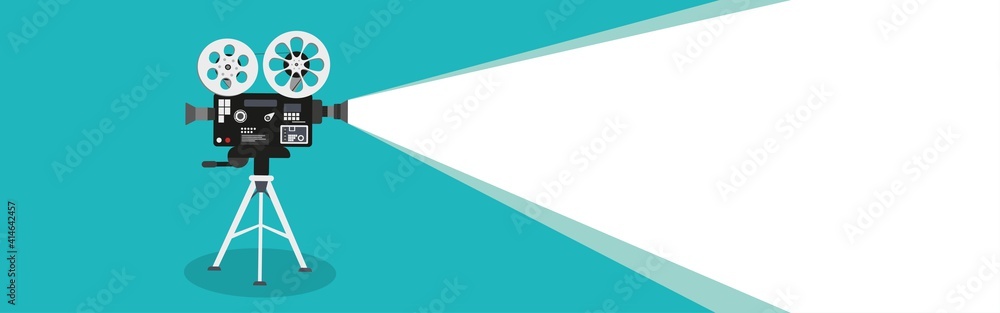 Obraz premium Movie time concept. Template for cinema poster. banner. Illustration of film projector. Vector.