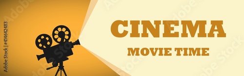 Movie time concept. Template for cinema poster. banner. Illustration of film projector. Vector.