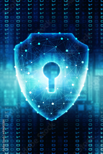 2d illustration technology cyber security in shield
