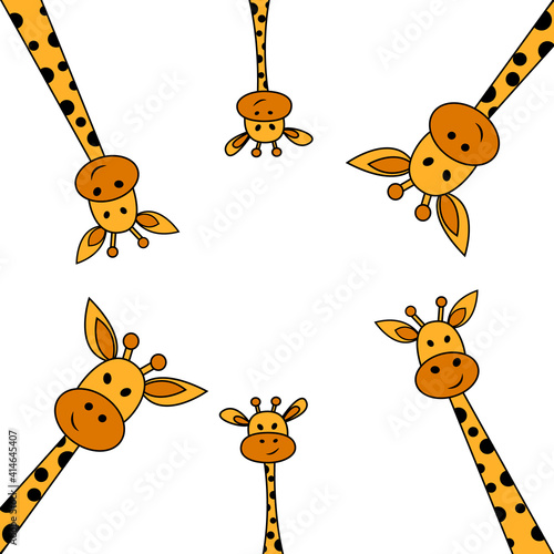 Canvas Print Peeking out Giraffes