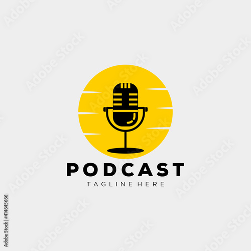 microphone podcast talk icon logo vector illustration design