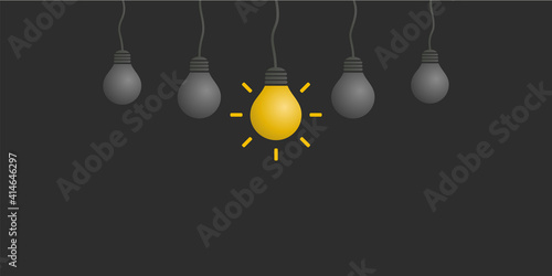 New Standout Idea - Light Bulbs Concept Design Template with Copy Space - Illustration in Editable Vector Format