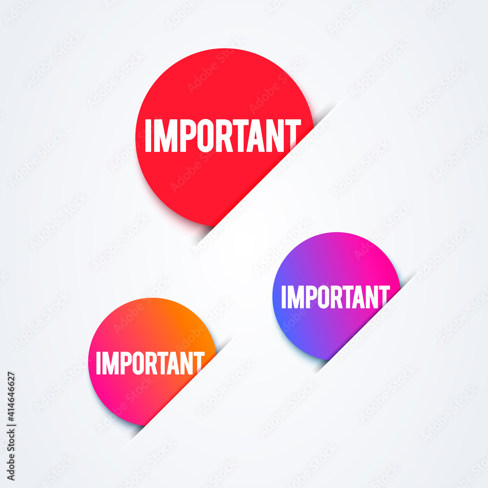 Vector Illustration Button Set With Text Important. Vector Illustration Button Set With Text Important.