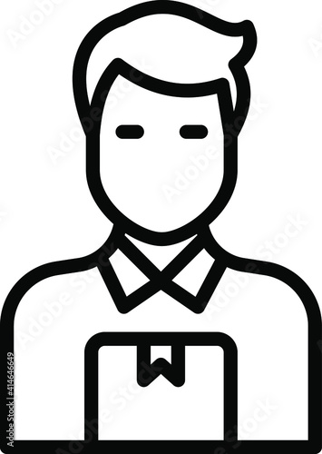 Package Delivery Boy Concept, postal carrier Vector Icon Design, postal service symbol on white background, physically transporting postcards and parcels Sign, Courier and Shipping Services Stock illu