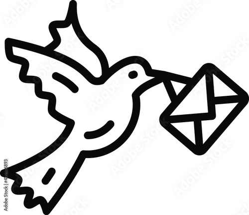 Dove with mail Concept, Airmail Vector Icon Design, postal service symbol on white background, physically transporting postcards and parcels Sign, Courier and Shipping Services Stock illustration