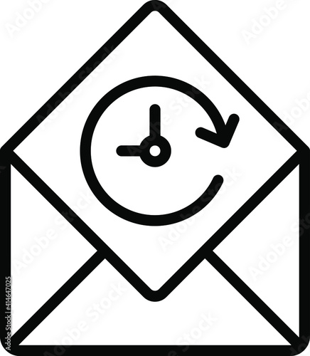Mail Schedule Concept, Time with envelope letter Vector line Icon Design, postal service symbol, physically transporting postcards and parcels Sign, Courier and Shipping Services Stock illustration