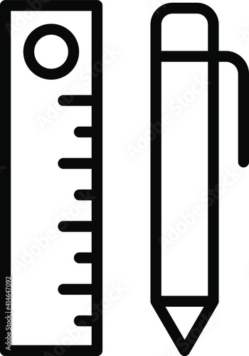 Pencil and Scale Concept Vector line Icon Design, postal service symbol on white background, physically transporting postcards and parcels Sign, Courier and Shipping Services Stock illustration