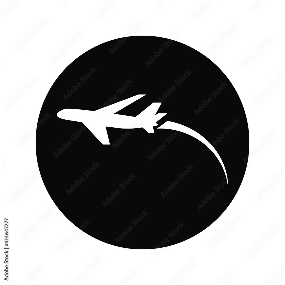 Plane track to point with dashed line way or air lines, airplane icon on white background Plane track to point with dashed line way or air lines, airplane icon on white background