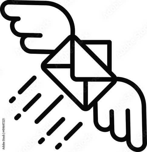 Flying Mail Concept, Courier Company Vector line Icon Design, postal service symbol, physically transporting postcards and parcels Sign, Courier and Shipping Services Stock illustration