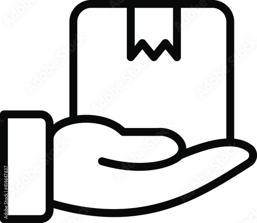 Handle with Care Concept, Human Hand Delivering Package Vector Icon Design, postal service symbol, physically transporting postcards and parcels Sign, Courier and Shipping Services Stock illustration,