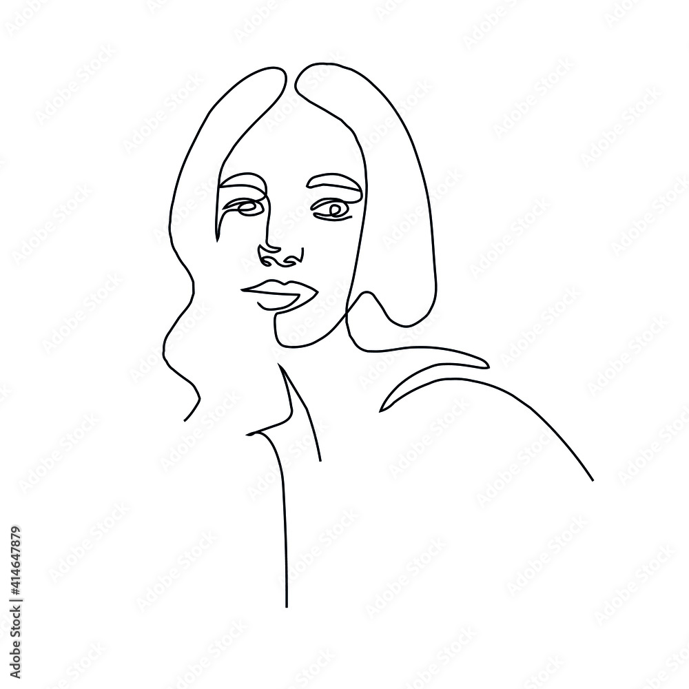 One line hand drawn face. Abstract portrait. Simple logo in minimal style for beauty salon, beautician, makeup artist, stylist. . One line hand drawn face. Abstract portrait. Simple logo in minimal style for beauty salon, beautician, makeup artist, stylist. .